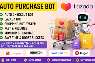 develop pokémon bot, auto purchase bot, auto checkout bot and shopping bot