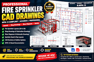 create nfpa 13 fire sprinkler shop drawings autocad layouts fabrication plans