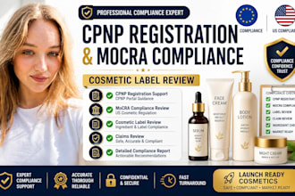 do cpnp registration, mocra compliance and cosmetic label review