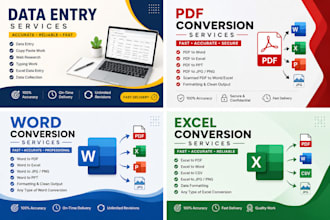 do data entry, PDF or jpeg to word or excel, copy paste, typing