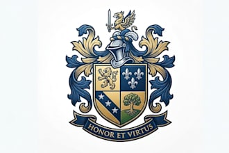 design heraldic, coat of arms and custom family crest logo