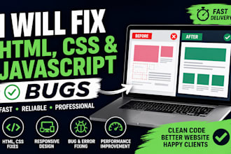 fix HTML CSS and javascript website bugs
