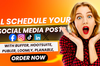schedule your social media posts via buffer, hootsuite, publer, loomly, planable