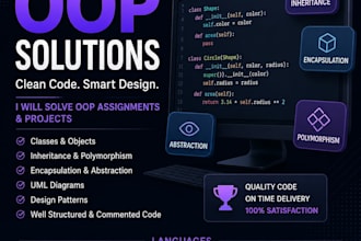 solve oop assignments and projects in python, java, cpp or javascript