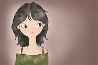 draw a watercolor style character illustration