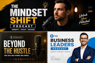 design modern podcast thumbnail and cover artwork
