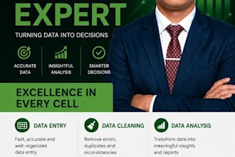do data cleaning, data sort , data format and organize excel data