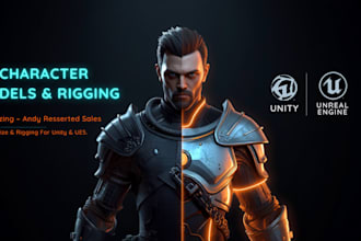 create game ready 3d character models with rigging for unity and ue asset