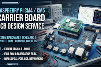 design raspberry pi cm4 cm5 compute module carrier pcb, custom board pcb layout