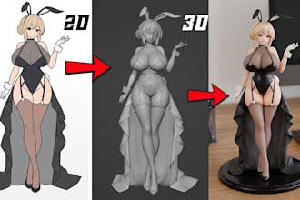 convert image or sketch to 3d model 2d to 3d toy figure stl file