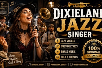 record dixieland jazz songs, brass music, vocals, custom lyrics, growls, folk