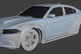 3d car stl model car body part, car body kit, widebody design engine block model