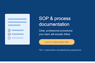 create clear technical sops and procedures for manufacturing