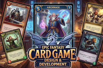 create custom card game, tarot card, tcg and fantasy illustrations