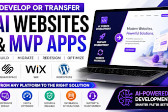 build or transfer ai websites, mvp apps, wix, wordpress, squarespace, shopify