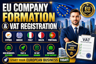 register your cyprus, greece, italy, malta or portugal company and vat numbers