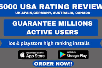 mobile app marketing, USA rating review, app download install, app promotion