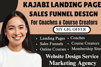 design a kajabi landing page and funnel for coaches and course creators