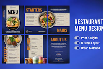 design restaurant, bar, and cafe menu for print and digital