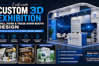 create a custom 3d exhibition stall, kiosk and trade show booth design