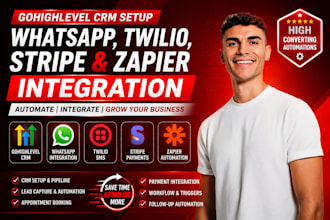 integrate gohighlevel with whatsapp, stripe, twilio and zapier automation