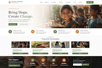 design nonprofit website, charity website, donation ngo and crowdfunding website