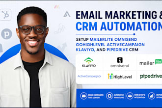 setup mailerlite omnisend gohighlevel activecampaign klaviyo, and pipedrive crm