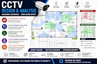 cctv blind spot analysis, coverage calculation, camera field of view, placement