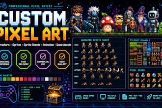 create minecraft mario pixel art characters, mushroom meme animate spritesheets