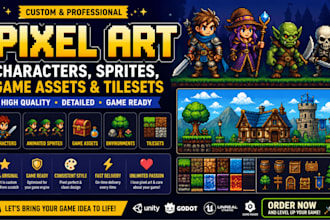 create custom pixel art characters, create sprites sheets animation and tilesets