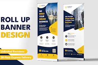 design print ready roll up banner, retractable, and signage