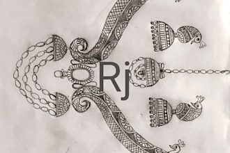 create hand drawn jewelry sketch ai mockups