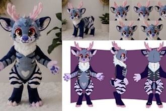design custom plushie reference sheet stuffed animal plush toy tech pack ych art