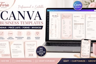 design canva business templates, forms, menus and price lists