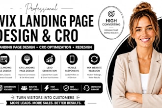 create wix landing page design, cro landing page design wix website redesign
