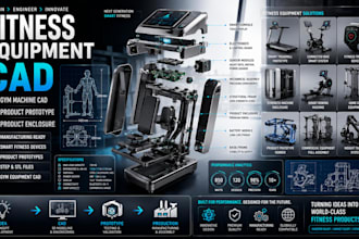 design fitness equipment cad, gym machine cad, product prototype, enclosure