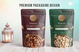 do premium pouch design, food packaging design, and product label design