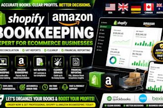 do shopify amazon bookkeeping, reconciliation, vat reports, cleanup, financial