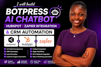 build botpress ai chatbot, hubspot zapier integration and CRM automation