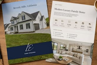 design real estate property listing marketing material, printable booklet