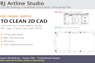 convert PDF, image, sketch, or old drawing to clean 2d cad