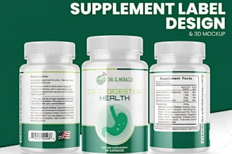 design supplement label, bottle label and product packaging design for health
