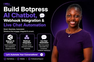 build botpress ai chatbot, webhook integration and live chat automation