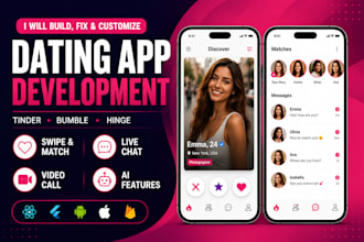 develop dating app tinder clone bumble hinge live stream video chat matchmaking