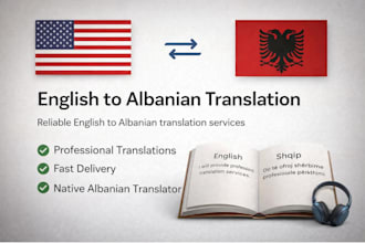 translate english to albanian and provide creative graphic design services