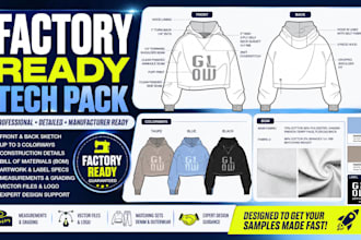 create factory ready apparel fashion techpack of your design