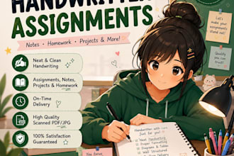 write clean handwritten notes, assignments, and projects