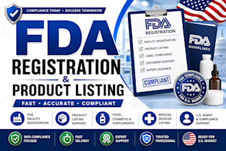 do fda registration, fda product listing, fda compliance and US agent support