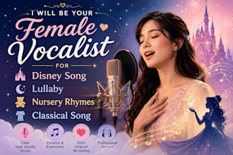 be your female vocalist for disney song, lullaby, nursery rhymes, classical song