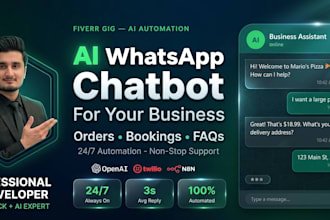 create an ai whatsapp chatbot to handle orders, faqs and bookings